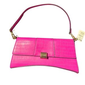 Aldo Vibrant Pink Croc-Embossed Clutch